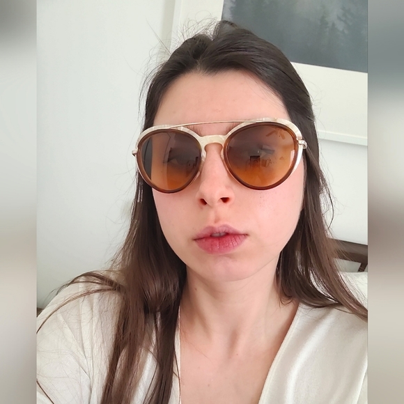 Armani Aviator Sunglasses in Pale Gold - Picture 2 of 7